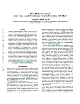 Show Me How To Revise: Improving Lexically Constrained Sentence
  Generation with XLNet