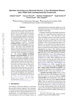 Question Answering over Electronic Devices: A New Benchmark Dataset and
  a Multi-Task Learning based QA Framework