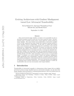 Evolving Architectures with Gradient Misalignment toward Low Adversarial
  Transferability