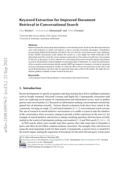 Keyword Extraction for Improved Document Retrieval in Conversational
  Search