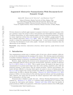 Augmented Abstractive Summarization With Document-LevelSemantic Graph