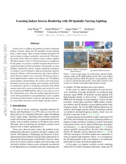 Learning Indoor Inverse Rendering with 3D Spatially-Varying Lighting