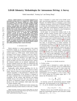 LiDAR Odometry Methodologies for Autonomous Driving: A Survey