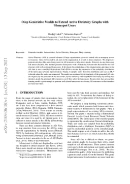 Deep Generative Models to Extend Active Directory Graphs with Honeypot
  Users