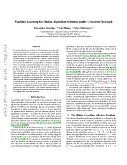 Machine Learning for Online Algorithm Selection under Censored Feedback