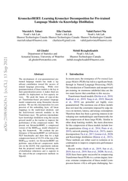 KroneckerBERT: Learning Kronecker Decomposition for Pre-trained Language
  Models via Knowledge Distillation