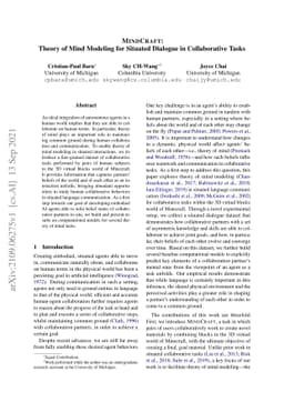 MindCraft: Theory of Mind Modeling for Situated Dialogue in
  Collaborative Tasks