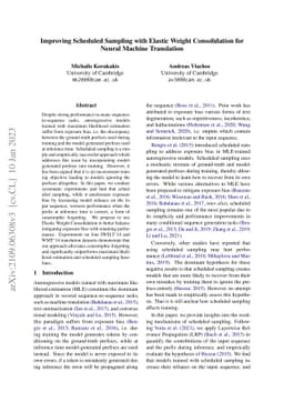 Improving Scheduled Sampling with Elastic Weight Consolidation for
  Neural Machine Translation