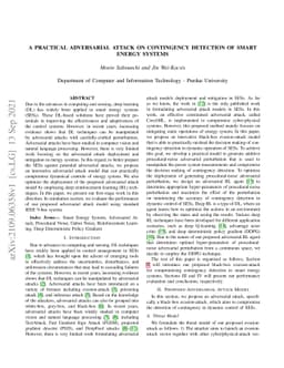 A Practical Adversarial Attack on Contingency Detection of Smart Energy
  Systems