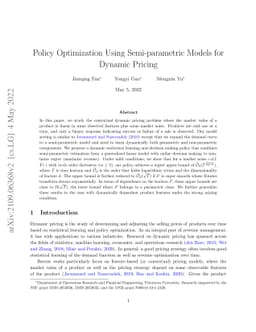 Policy Optimization Using Semi-parametric Models for Dynamic Pricing