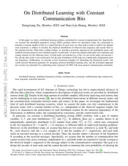 On Distributed Learning with Constant Communication Bits