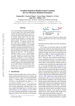 Gradient Imitation Reinforcement Learning for Low Resource Relation
  Extraction