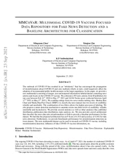 MMCoVaR: Multimodal COVID-19 Vaccine Focused Data Repository for Fake
  News Detection and a Baseline Architecture for Classification