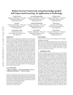 Robust Inverse Framework using Knowledge-guided Self-Supervised
  Learning: An application to Hydrology