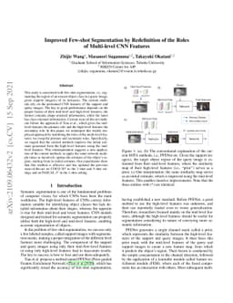 Improved Few-shot Segmentation by Redefinition of the Roles of
  Multi-level CNN Features
