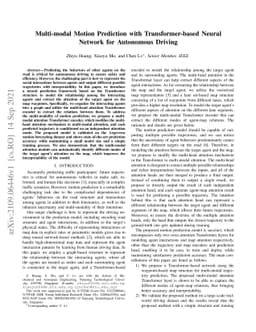 Multi-modal Motion Prediction with Transformer-based Neural Network for
  Autonomous Driving