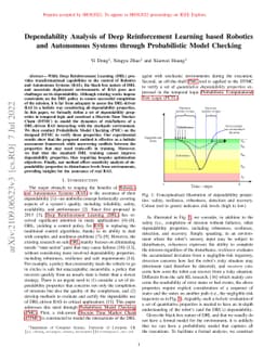 Dependability Analysis of Deep Reinforcement Learning based Robotics and
  Autonomous Systems through Probabilistic Model Checking