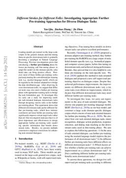 Different Strokes for Different Folks: Investigating Appropriate Further
  Pre-training Approaches for Diverse Dialogue Tasks