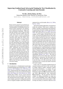 Improving Gradient-based Adversarial Training for Text Classification by
  Contrastive Learning and Auto-Encoder