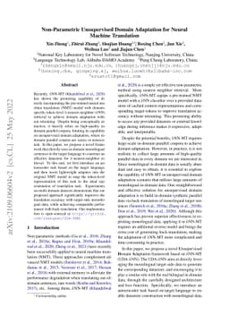 Non-Parametric Unsupervised Domain Adaptation for Neural Machine
  Translation