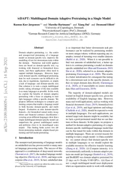 MDAPT: Multilingual Domain Adaptive Pretraining in a Single Model