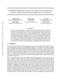 Towards optimized actions in critical situations of soccer games with
  deep reinforcement learning
