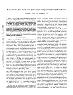 Reactive and Safe Road User Simulations using Neural Barrier
  Certificates