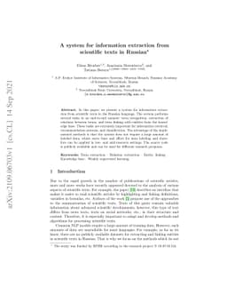 A system for information extraction from scientific texts in Russian