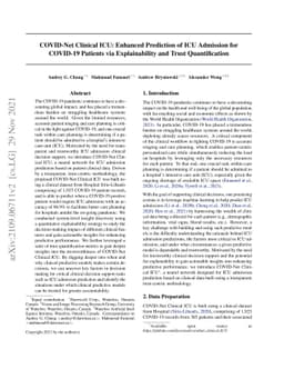 COVID-Net Clinical ICU: Enhanced Prediction of ICU Admission for
  COVID-19 Patients via Explainability and Trust Quantification