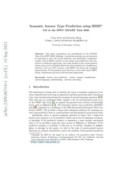 Semantic Answer Type Prediction using BERT: IAI at the ISWC SMART Task
  2020