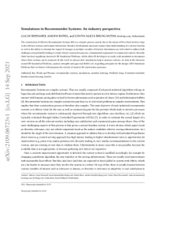 Simulations in Recommender Systems: An industry perspective
