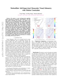 MotionHint: Self-Supervised Monocular Visual Odometry with Motion
  Constraints
