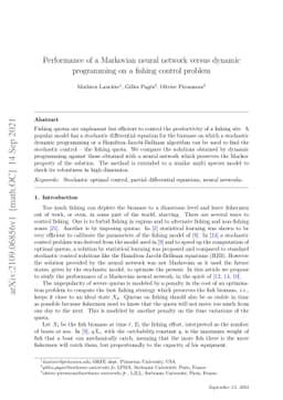 Performance of a Markovian neural network versus dynamic programming on
  a fishing control problem