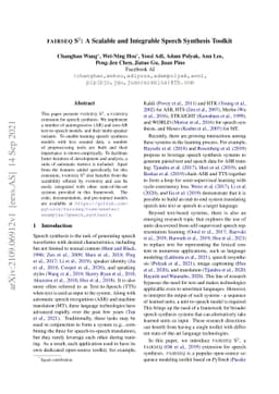 fairseq S^2: A Scalable and Integrable Speech Synthesis Toolkit