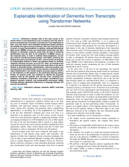 Explainable Identification of Dementia from Transcripts using
  Transformer Networks