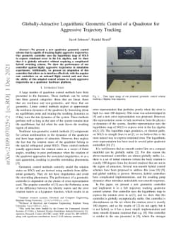 Globally-Attractive Logarithmic Geometric Control of a Quadrotor for
  Aggressive Trajectory Tracking