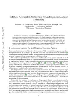 Dataflow Accelerator Architecture for Autonomous Machine Computing