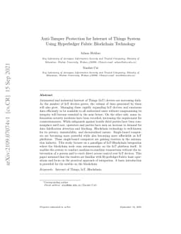 Anti-Tamper Protection for Internet of Things System Using Hyperledger
  Fabric Blockchain Technology