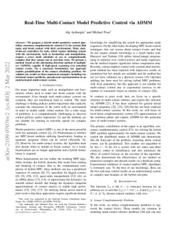Real-Time Multi-Contact Model Predictive Control via ADMM