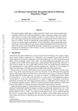 Low-Resource Named Entity Recognition Based on Multi-hop Dependency
  Trigger