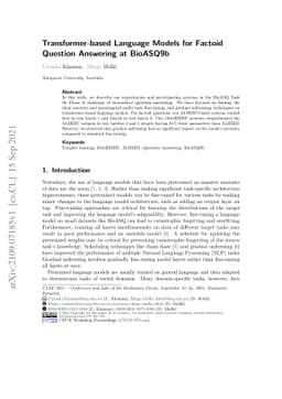 Transformer-based Language Models for Factoid Question Answering at
  BioASQ9b