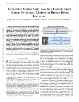 Expectable Motion Unit: Avoiding Hazards From Human Involuntary Motions
  in Human-Robot Interaction