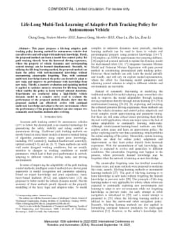 Life-Long Multi-Task Learning of Adaptive Path Tracking Policy for
  Autonomous Vehicle