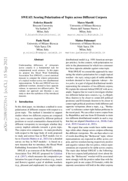 SWEAT: Scoring Polarization of Topics across Different Corpora