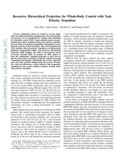 Recursive Hierarchical Projection for Whole-Body Control with Task
  Priority Transition