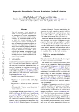 Regressive Ensemble for Machine Translation Quality Evaluation
