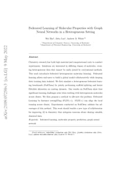 Federated Learning of Molecular Properties with Graph Neural Networks in
  a Heterogeneous Setting
