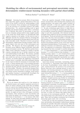 Modeling the effects of environmental and perceptual uncertainty using
  deterministic reinforcement learning dynamics with partial observability