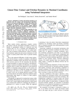 Linear-Time Contact and Friction Dynamics in Maximal Coordinates using
  Variational Integrators