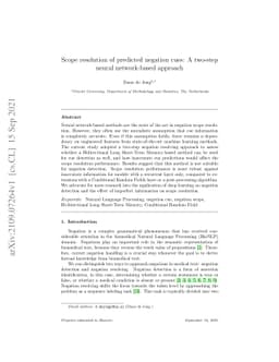 Scope resolution of predicted negation cues: A two-step neural
  network-based approach